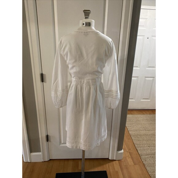 J Crew White Crochet V-Neck Pleated Cottage‎ Core Lined Dress - Size S - Picture 9 of 16